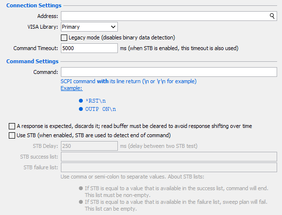 SCPI command action