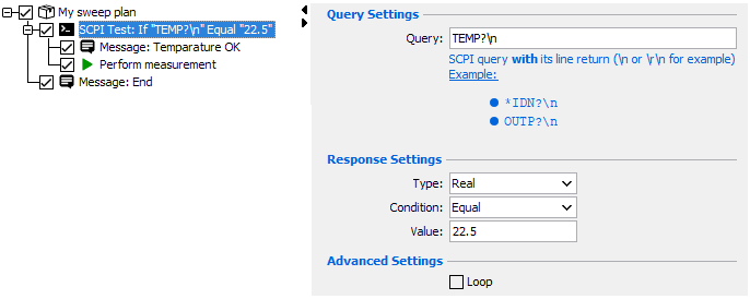 SCPI test action example 1