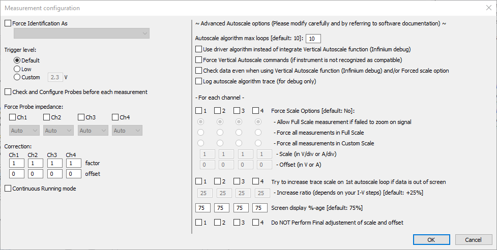 Driver options of Keysight InfiniiVision & Infiniium