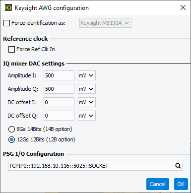 Driver options of Keysight AWG
