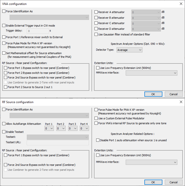 Driver options of Keysight Generic VNA
